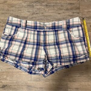 Aerie Plaid Women's Cargo Shorts - Blue, Pink, White